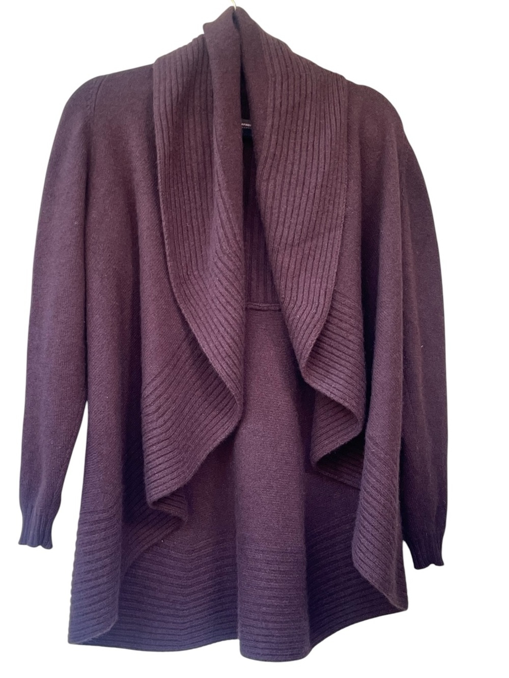 RANI ARABELLA Cashmere Open Front Cardigan Loro Piana Yarn Chocolate Brown M